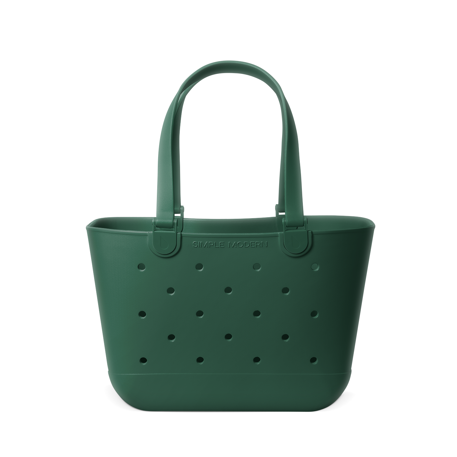 Forest green canvas tote bag with handles displayed against a white background, featuring a muted sage tone color finish.