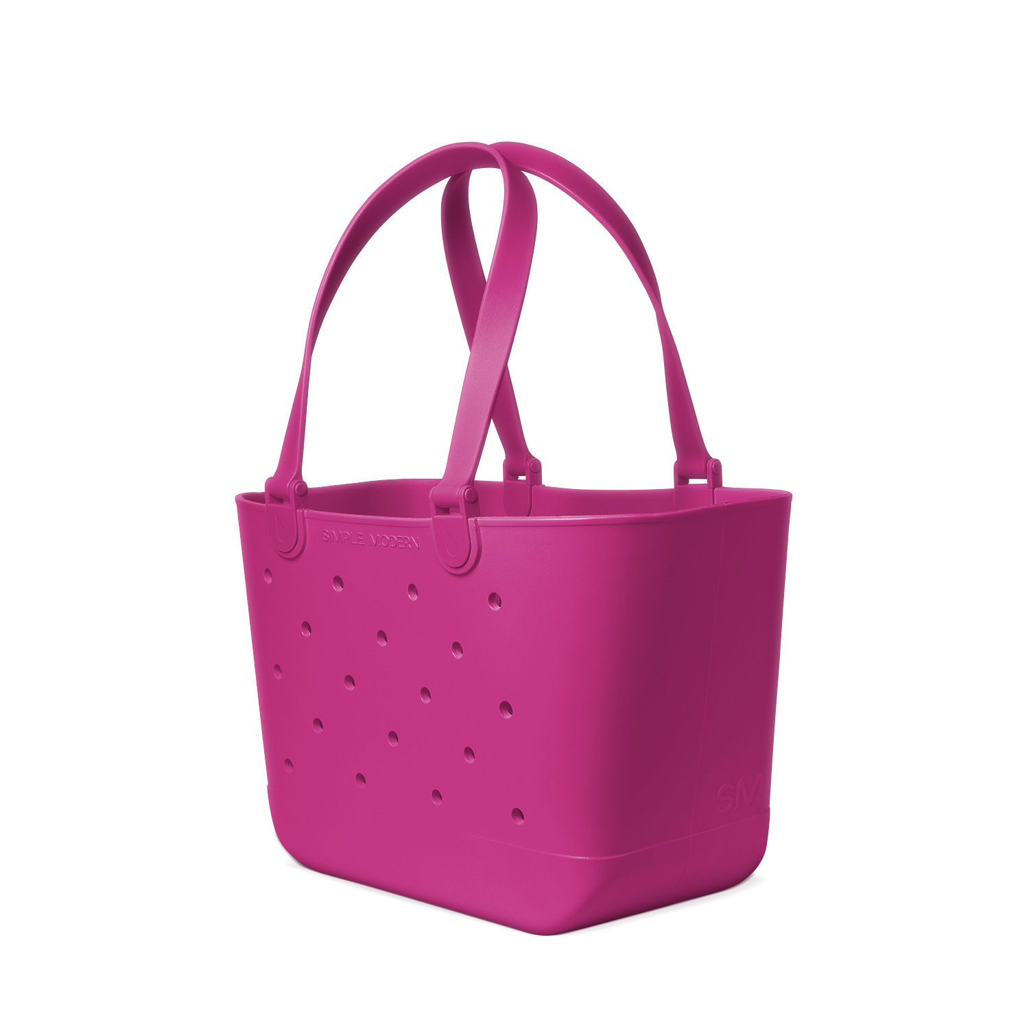Vibrant magenta hot pink tote bag displayed against white background